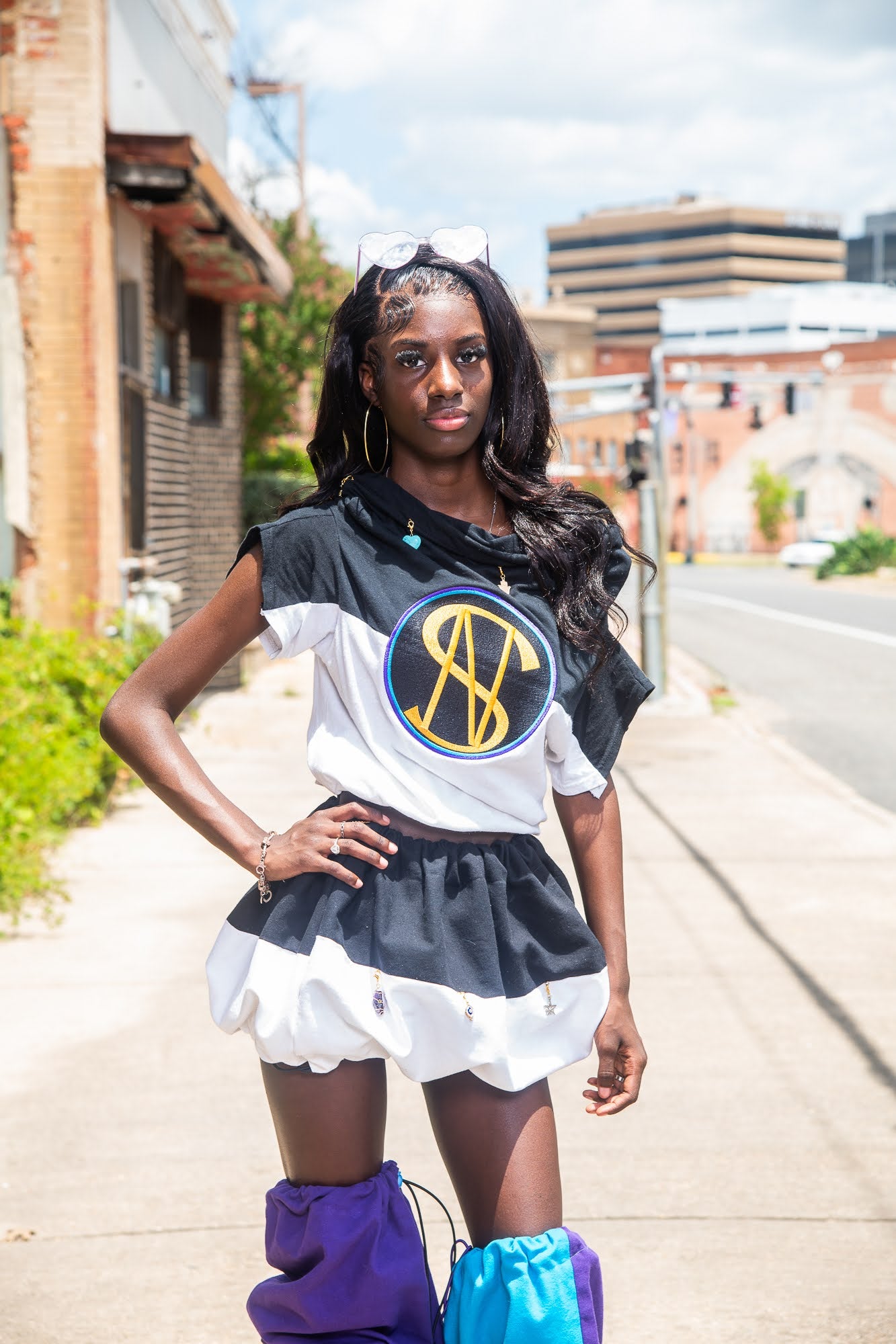 SI’NU LEG / ARM SLEEVES W/ LOGO (turquoise/purple)