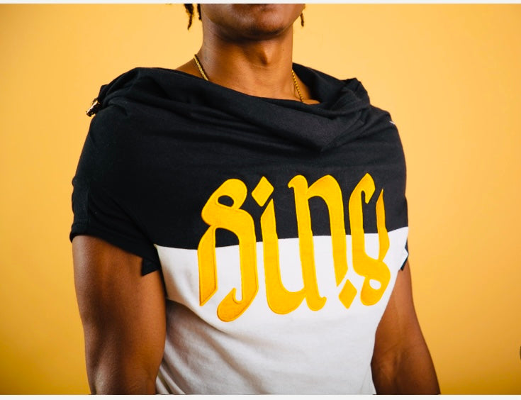 SI’NU UPSIDE DOWN T-SHIRT Ambigram (gold)